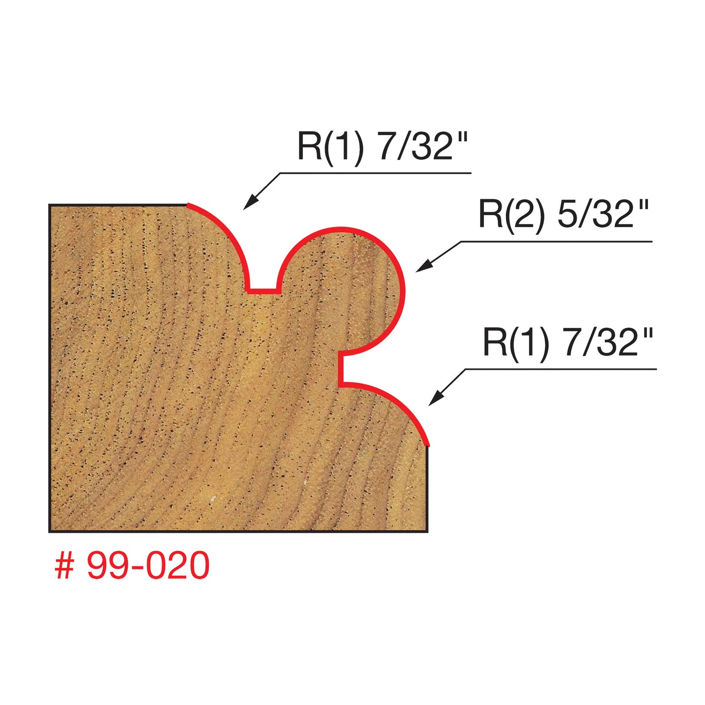 Freud, 99-020 Mèche à perler les coins à rayon de 7/32'', tige de 1/2'' 38140