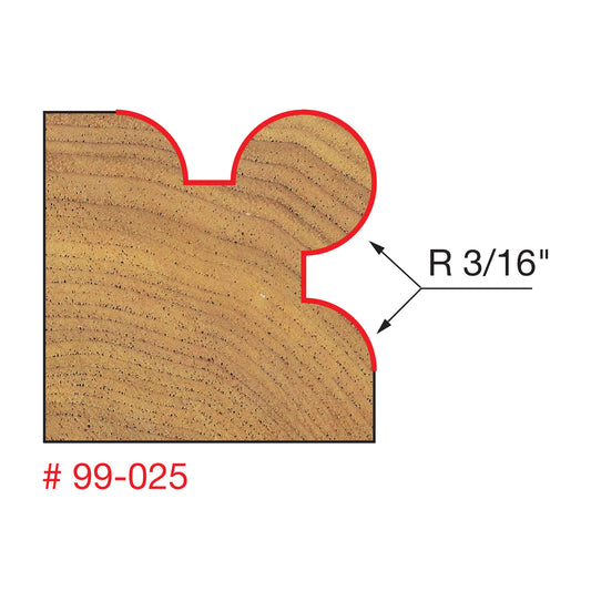 Freud, 99-025 3/16'' Radius Corner Beading Router Bit 1/2'' Shank
