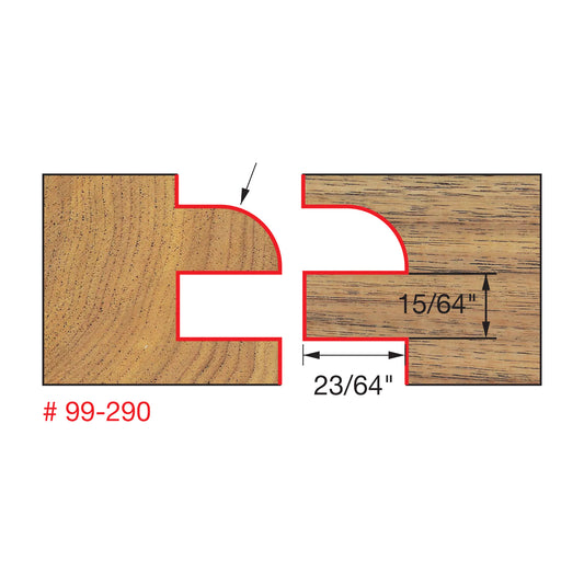 Freud, 99-290 One-Piece Rail & Stile Router Bit (Quarter Round Profile) 1/2'' Shank