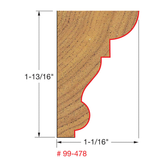 Freud, 99-478 Chair Rail Router Bit (Lower Profile 300) 1/2" Shank