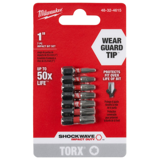 Milwaukee, 48-32-4615 SHOCKWAVE Torx 1” Insert Bit Set - 7PC