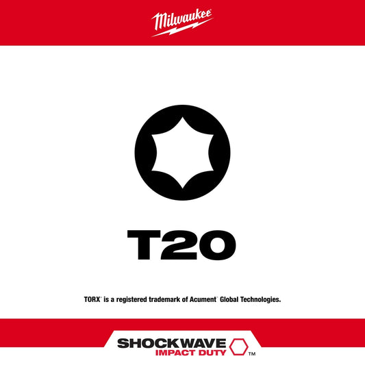 Milwaukee, 48-32-4484 SHOCKWAVE 2" Impact Torx T20 Power Bit