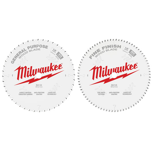 Milwaukee, 48-40-1232 12 in. 44T + 80T Two Pack Circular Saw Blades