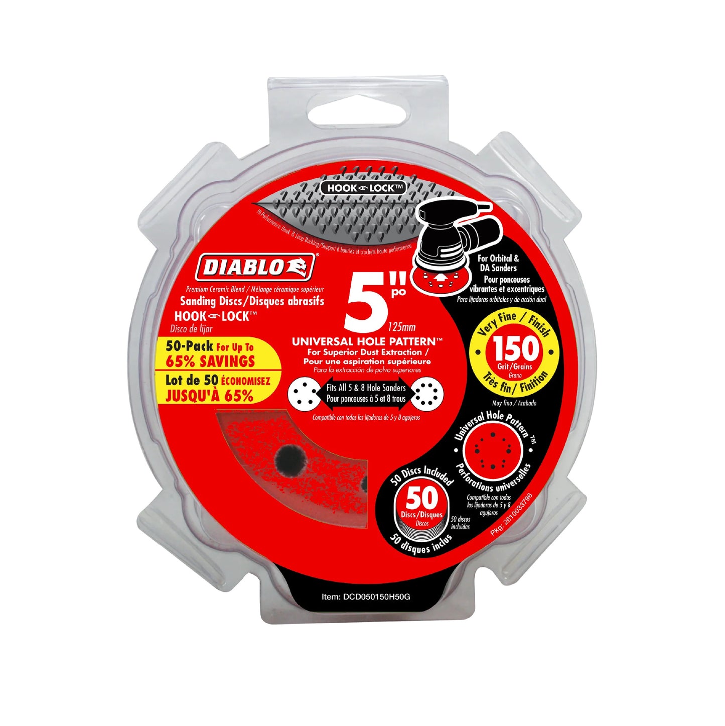 Diablo 5'' ROS Disc Hook & Lock™ grain 150 - paquet de 50 14820