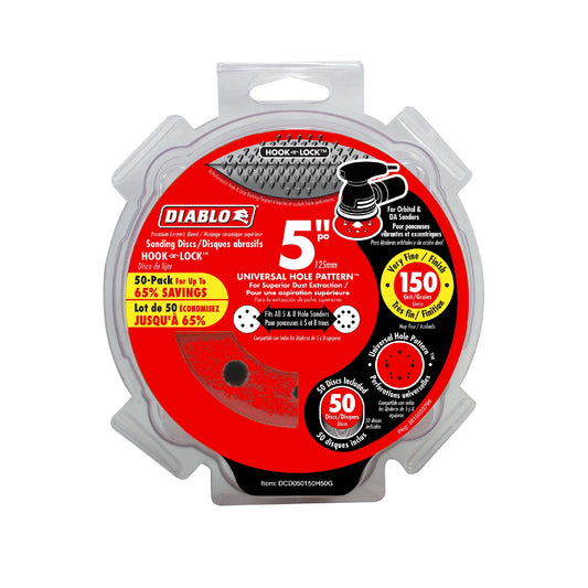 Diablo, CDD050150H50G 5'' ROS Disc Hook & Lock™ 150 Grit - 50pk