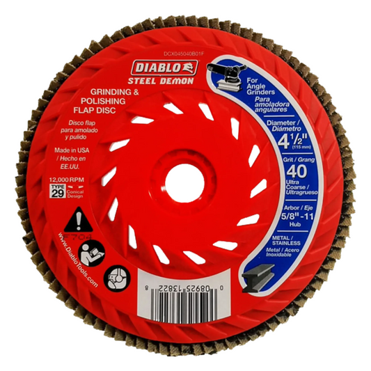 Diablo, 4-1/2" Flap Disc 40, 60 & 80 Grit Steel Demon™