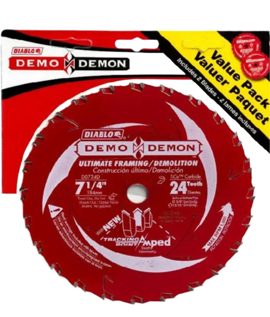 Freud D0724DVPX 7-1/4in X 24T Demo Framing Saw Blade 2pk