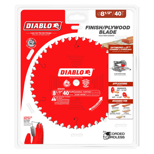 Diablo, D0840X 8-1/4" 40 Tooth Carbide Finishing Circular Saw Blade