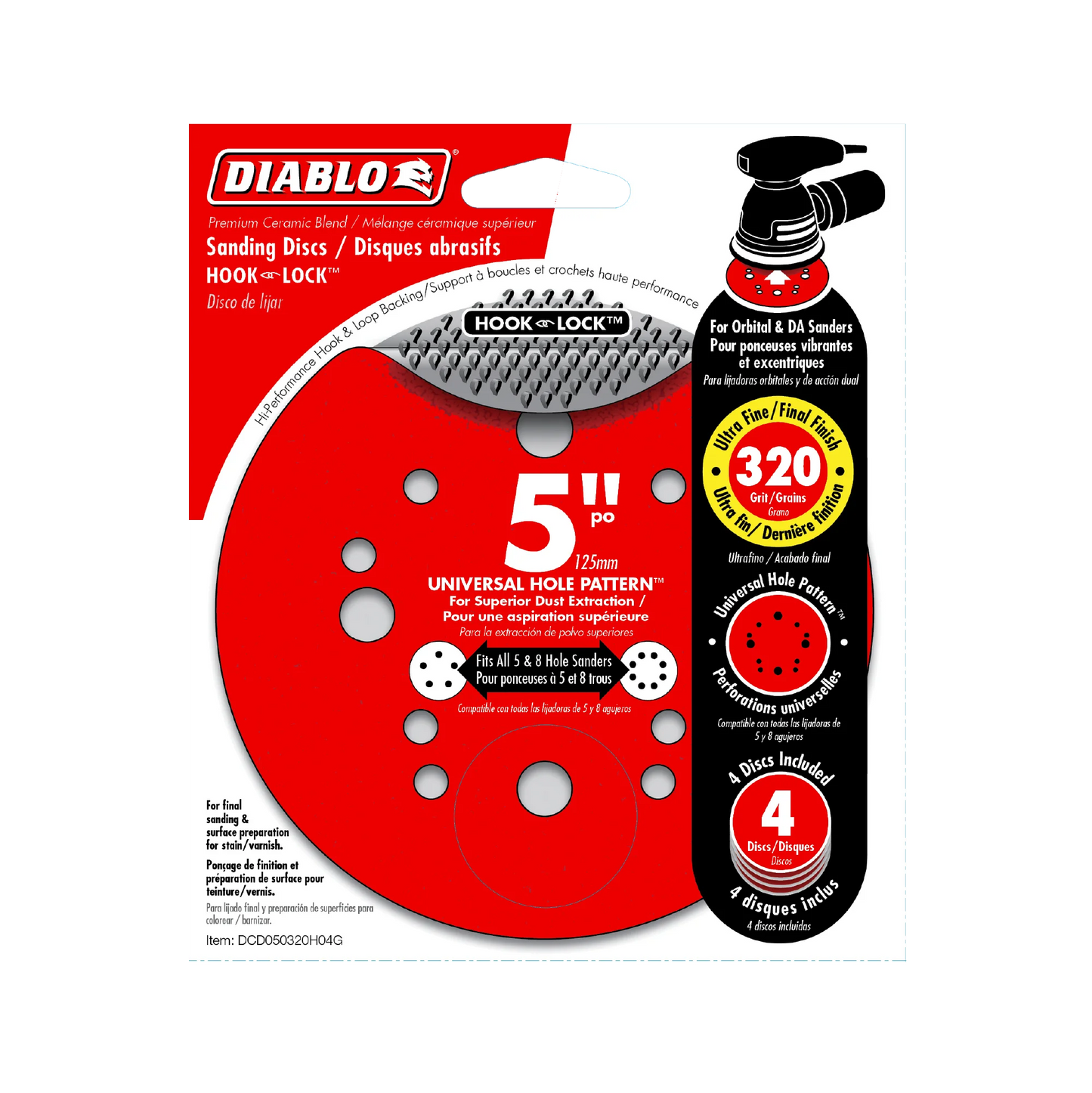 Diablo, 5'' ROS Disc Hook & Lock - 4pk