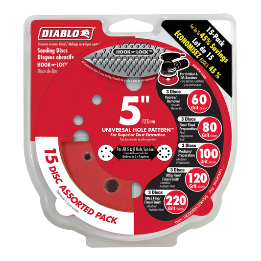 Diablo, 5" ROS Disc Hook & Lock - 15pk