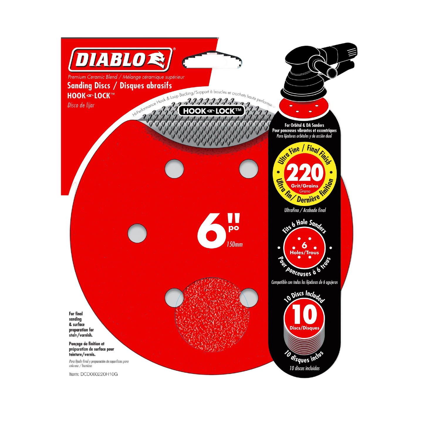 Diablo, 6'' ROS Disc Hook & Lock Sanding Discs 10 pk