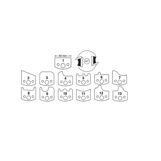 King, KW-091 3/4'' Universal Shaper Cutterhead w/13 Interchangeable Profile Cutter Sets