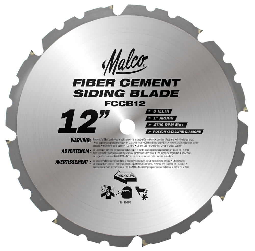 Malco Lame de scie circulaire diamantée pour fibrociment 12'', arbre 1'' FCCB12