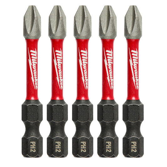 Milwaukee, 48-32-4602 Embouts électriques SHOCKWAVE™ 2" Impact Phillips #2 (5 PK)