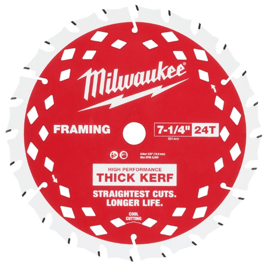Milwaukee 48-41-0740, 7-1/4" 24T Thick Kerf Framing Circular Saw Blade