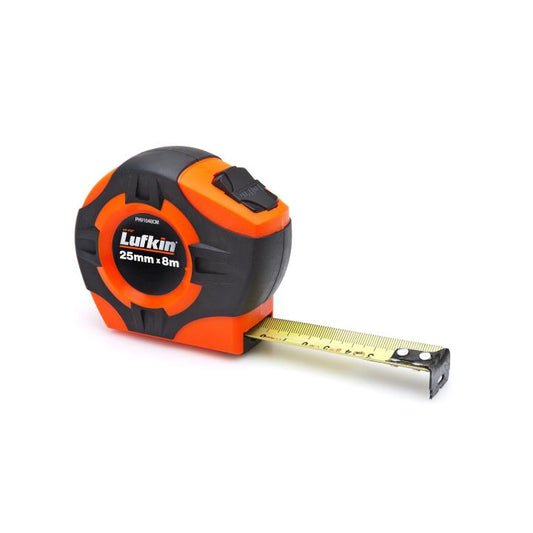 Lufkin Metric Tape Measure 25mm x 8m Hi-Viz Orange P1000