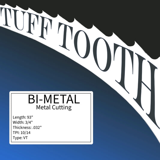 Tuff Tooth, 93" x 3/4" Metal Cutting Bi-Metal Bandsaw Blades 10-14Tpi