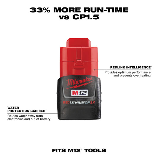 Milwaukee, 48-11-2420 M12 REDLITHIUM 2.0 Compact Battery Pack