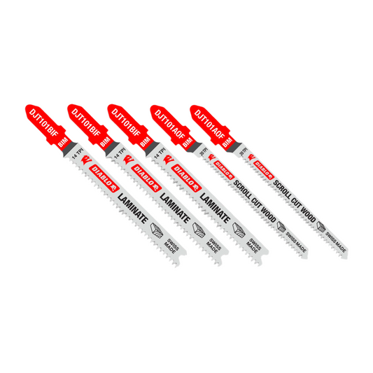 Diablo, DJT505 Bi-Metal T-Shank Jig Saw Blade Set for Laminate Cutting 5 Pc