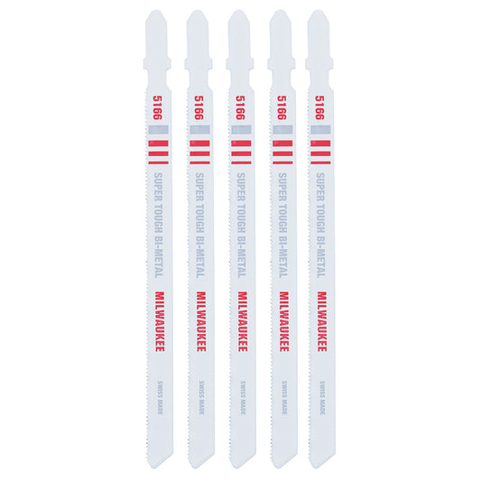 Milwaukee, 48-42-5166 5-1/4 in. 24 TPI Bi-Metal Jig Saw Blade - 5 Pack
