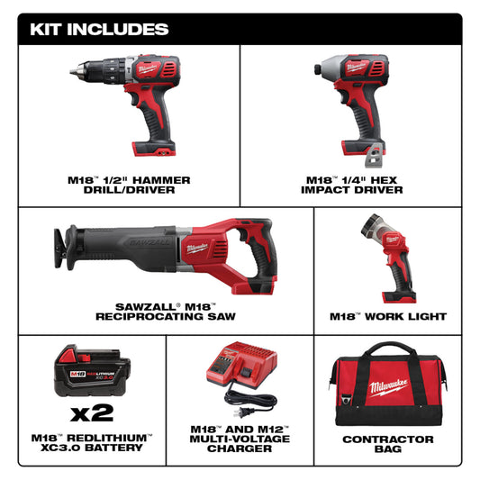 Milwaukee, 2696-24 M18 4-Tool Combo Kit