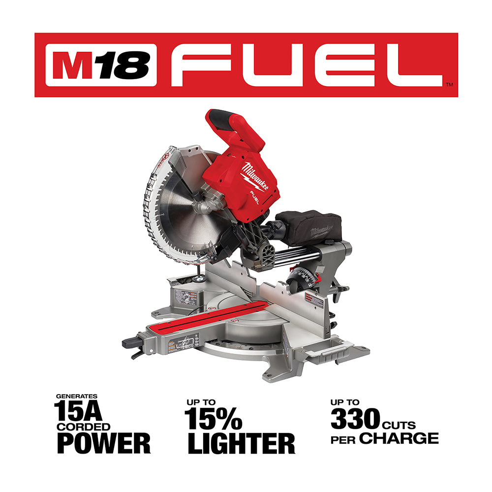 Milwaukee, 2739-20 M18 FUEL 18 Volt Lithium-Ion Brushless Cordless 12 in. Dual Bevel Sliding Compound Miter Saw (Tool Only)