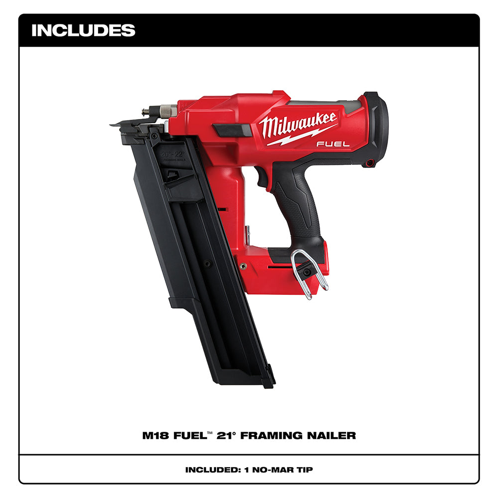 Milwaukee, 2744-20 M18 FUEL 18 Volt Lithium-Ion Brushless Cordless 21  Degree Framing Nailer - Tool Only 75072