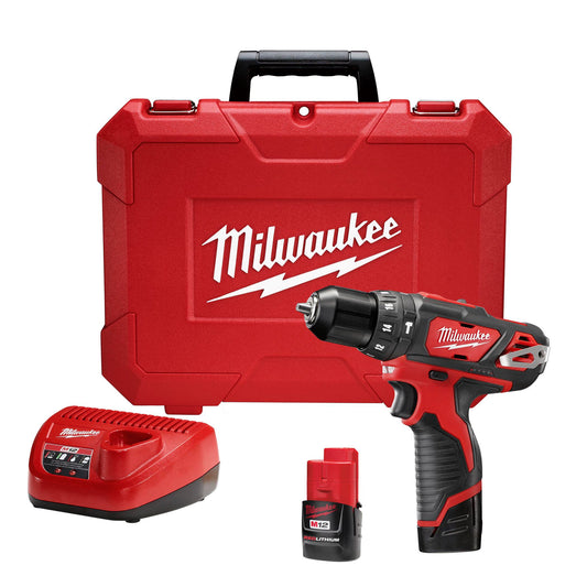 Milwaukee, 2408-22 M12 3/8 in. Hammer Drill/Driver Kit