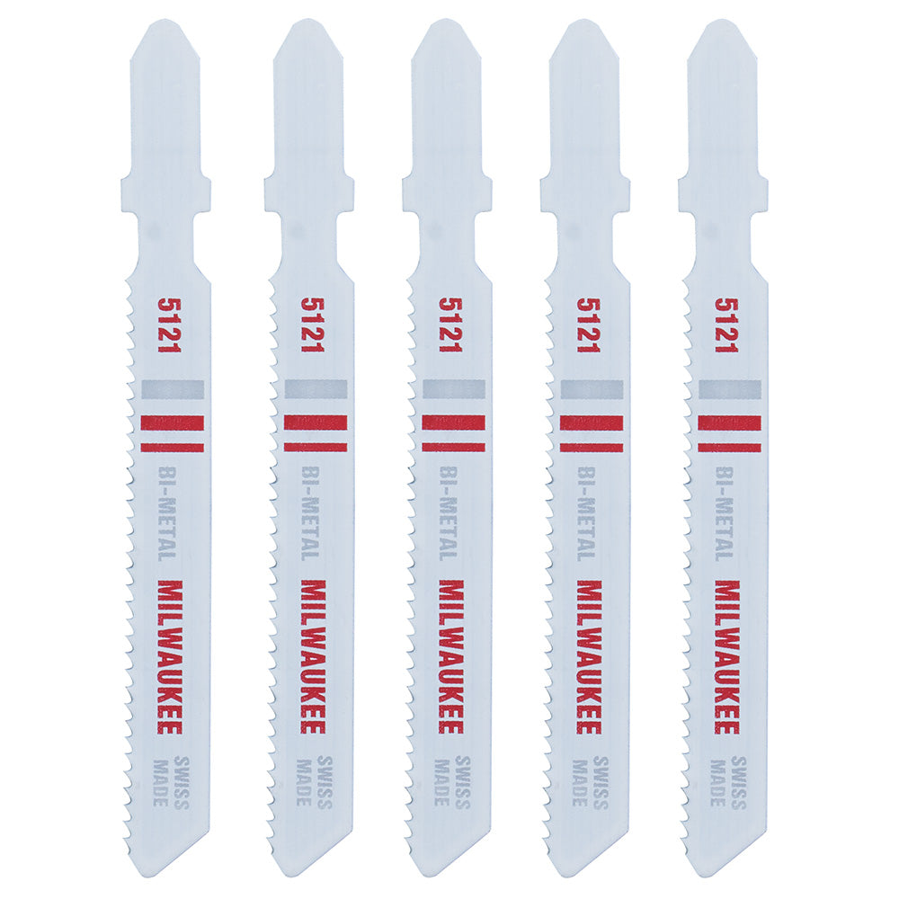 Milwaukee, 48-42-5121 3" 18 Tooth T-Shank Jigsaw Blades for Metal Cutting - 5 Pack
