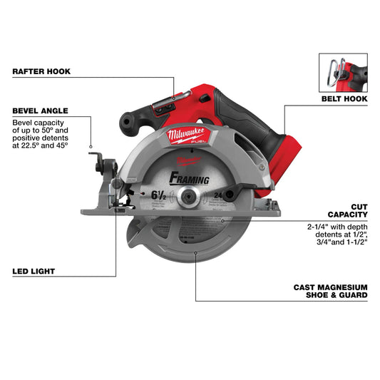 Milwaukee, 2833-20 M18 FUEL 6-1/2" Circular Saw