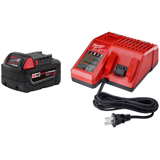 Milwaukee, 48-59-1850 M18 REDLITHIUM XC 5.0Ah Battery and Charger Starter Kit