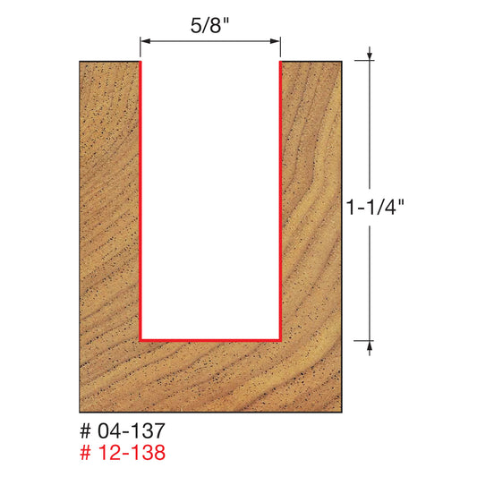 Freud, 12-138 5/8'' Double Flute Straight Router Bit 1/2'' Shank