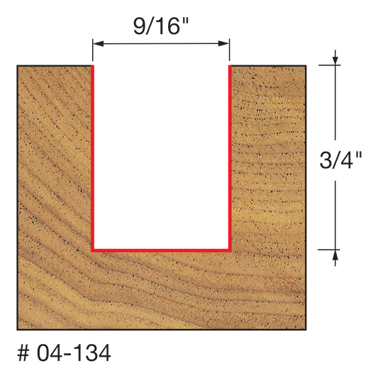 Freud, 04-134 9/16'' Double Flute Straight Router Bit 1/4'' Shank