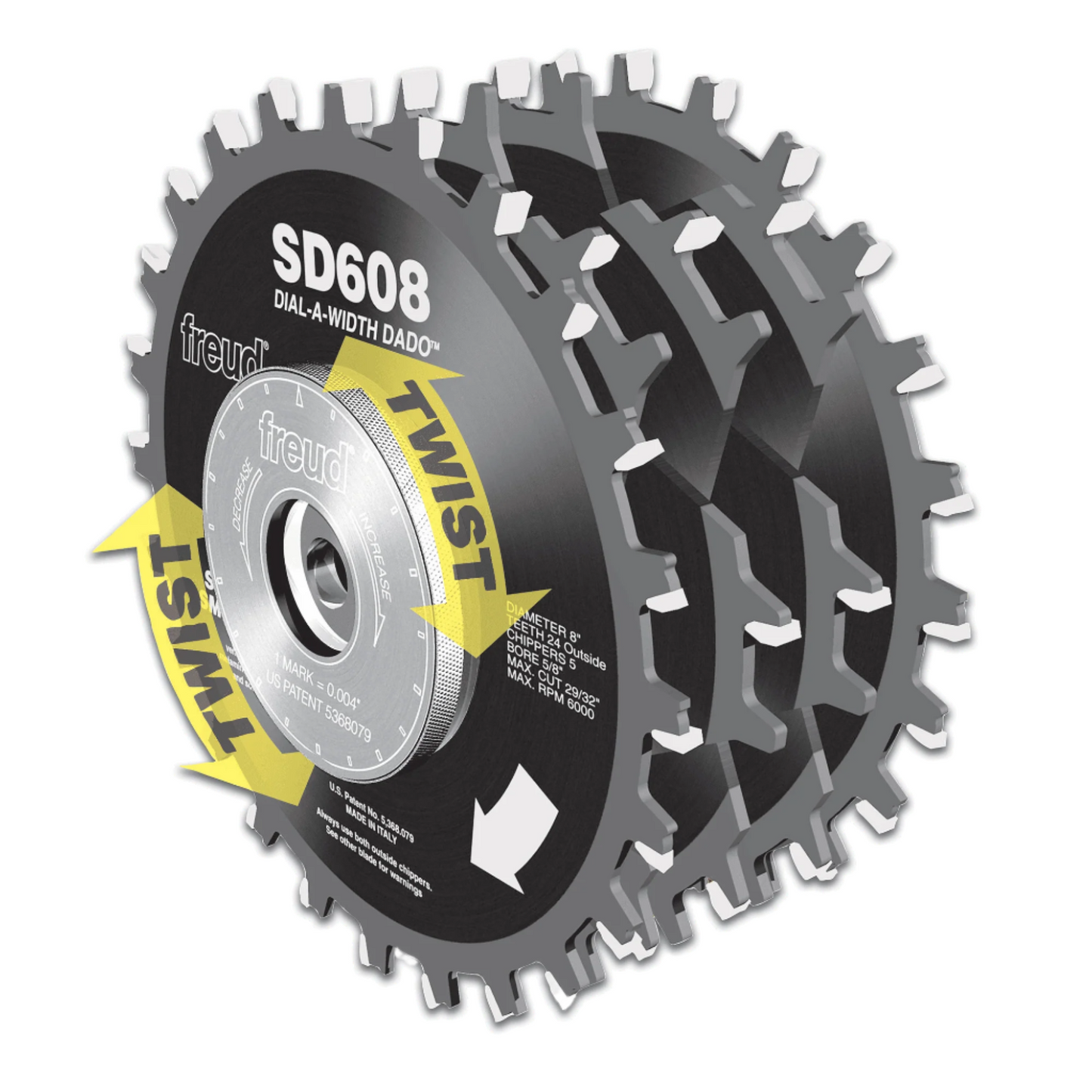 Freud, SD608 Ensemble de rainures empilées à largeur de cadran de 8'', arbre de 5/8'' 13980