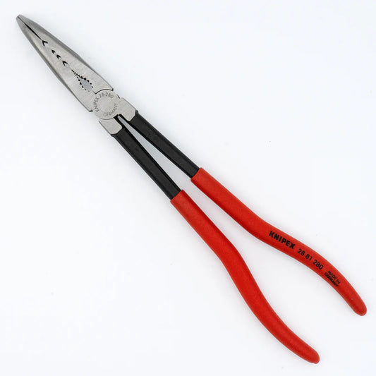 Knipex 28 81 280 Long Reach Needle Nose Pliers with Transverse Profiles Angled 45°