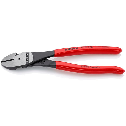 KNIPEX 74 21 200 8" High Leverage Angled Diagonal Side Cutters