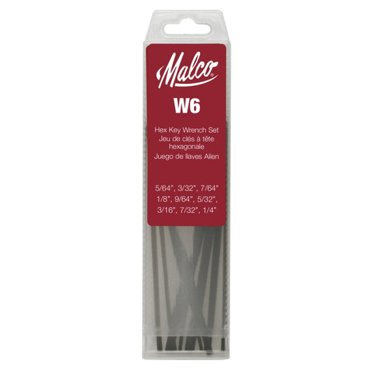 Malco, W6 Hex Allen Key Wrench Set 9 Pc 'L' 6"