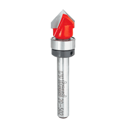 Freud, 20-502 1/2'' 90º 'V' Grooving Router Bit / Top Bearing 1/4'' Shank
