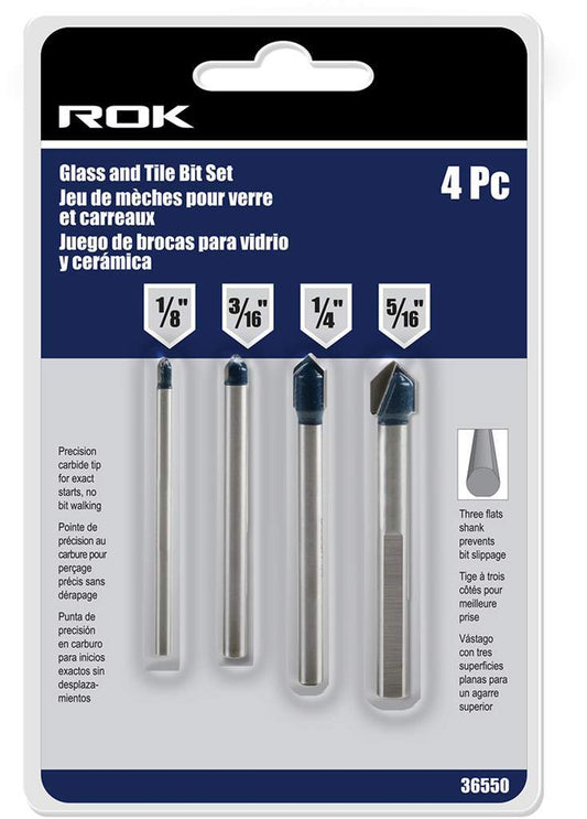 ROK, 36550 Glass and Tile Bit Set 4pcs