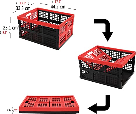 CLEVERMADE, 8031165-527 Red Collapsible Storage Crate 45L