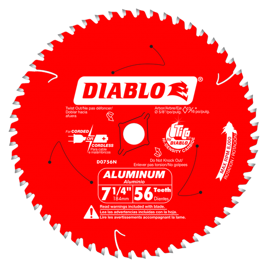 Diablo D0756N Lame de scie à découper en aluminium de 7 1/4 po d'épaisseur