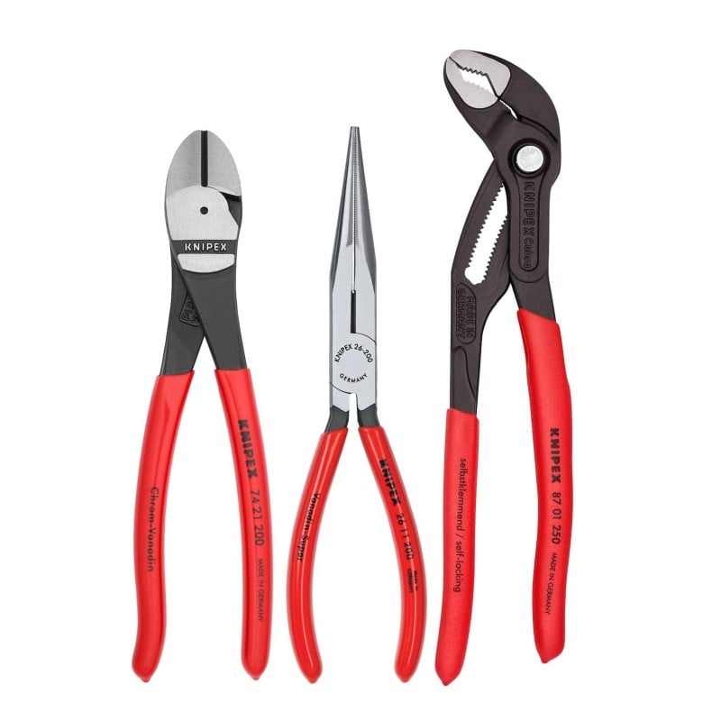 Knipex, 00 20 08 US2 Jeu de 3 pinces, couteau 8'', bec long 8'', Cobra 10''