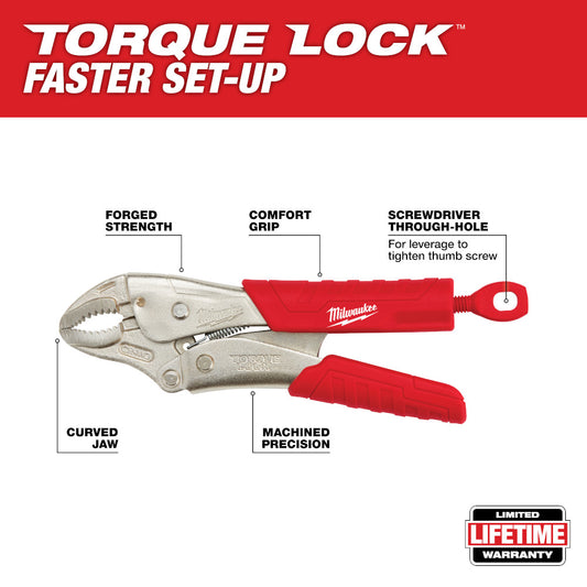 Milwaukee, 48-22-3407 7 in. TORQUE LOCK Curved Jaw Locking Pliers With Grip