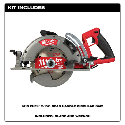 Milwaukee, 2830-20 M18 FUEL™ Rear Handle 7-1/4" Circular Saw - Tool Only