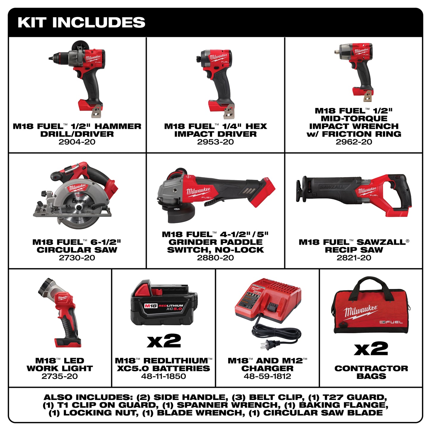 Milwaukee 3697-27  M18 18V FUEL 7 Tool Cordless Combo