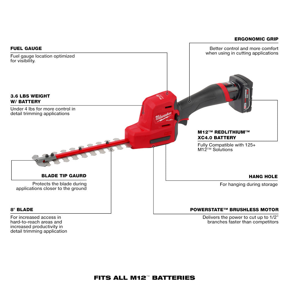 Milwaukee, 2533-21 8" Hedge Trimmer Kit