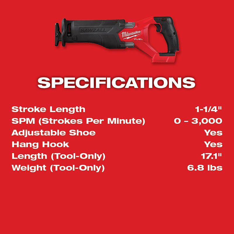 Milwaukee fuel cordless sawzall hot sale