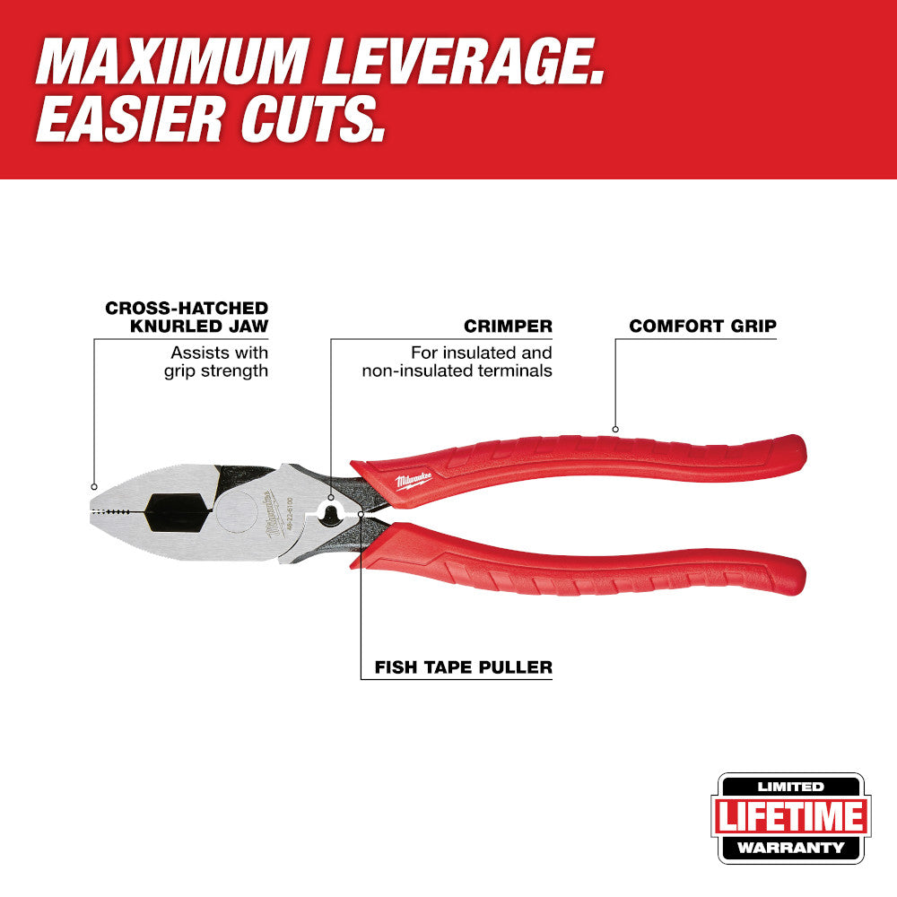 Milwaukee, 48-22-6100 9 in. High Leverage Lineman's Pliers w/ Crimper