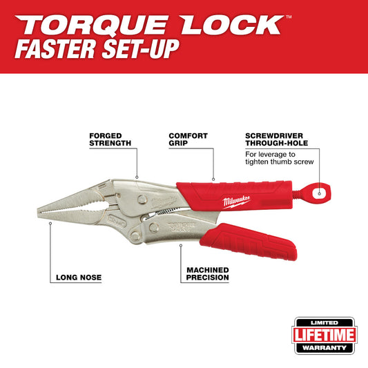 Milwaukee, 48-22-3409 9 in. TORQUE LOCK Long Nose Locking Pliers With Grip