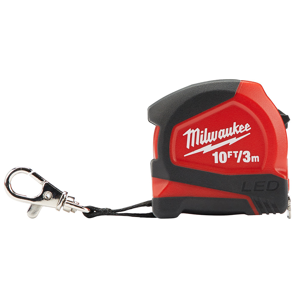 Milwaukee, 48-22-6601 Milwaukee 10ft / 3m Keychain Tape Measure with LED